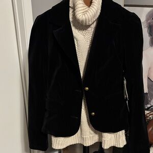 Guess Black Velvet Blazer with Brass Buttons